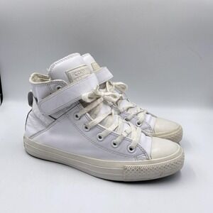 Converse Shoes Womens Size 8 White Chuck Taylor All Star Leather Strap‎ 549852C